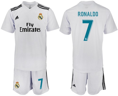 Real Madrid #7 Ronaldo White Home Soccer Club Jersey